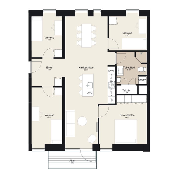 Lys 5-værelses lejlighed med terrasse, 121 m² - Bramdrupskovvej, Kolding - 1