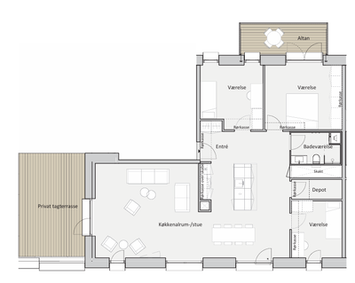 Lys 4-værelses lejlighed 162 m² med tagterrasse - Windfeld-Hansens Gd, Vejle - 1