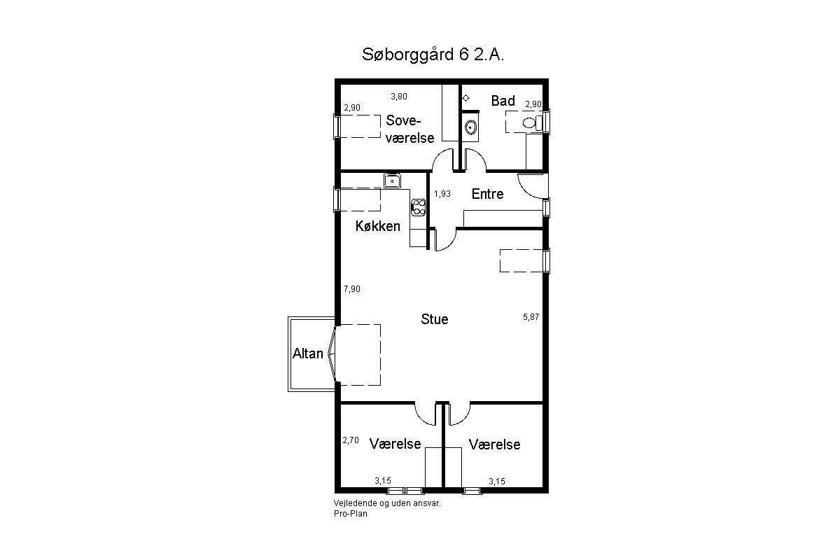 apartment Lys og rummelig lejlighed på 108 m²