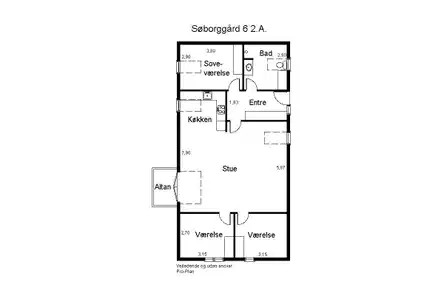 apartment Lys og rummelig lejlighed på 108 m²