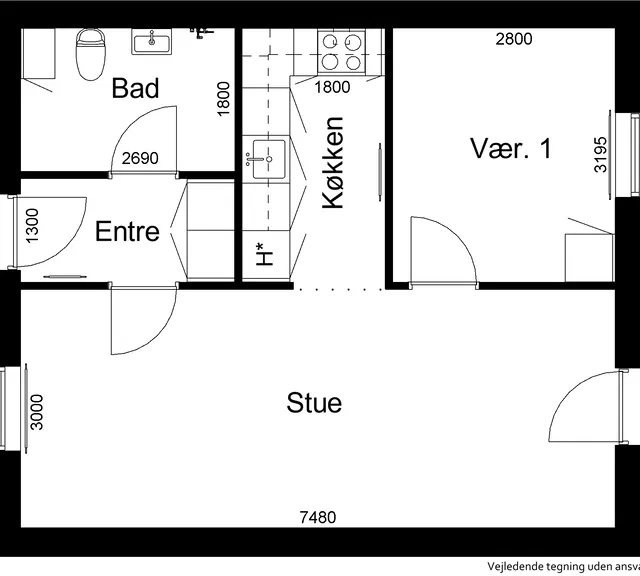 apartment 2-værelses lejlighed med altan i Aalestrup