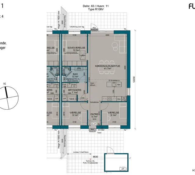 townhouse Lyst enderækkehus med have og carport i Hammelev