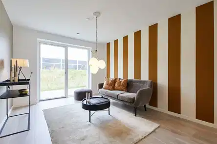 townhouse Moderne dobbelthus med have og terrasser i Give