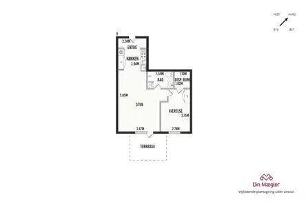apartment Lys 2-værelses med altan og parkering