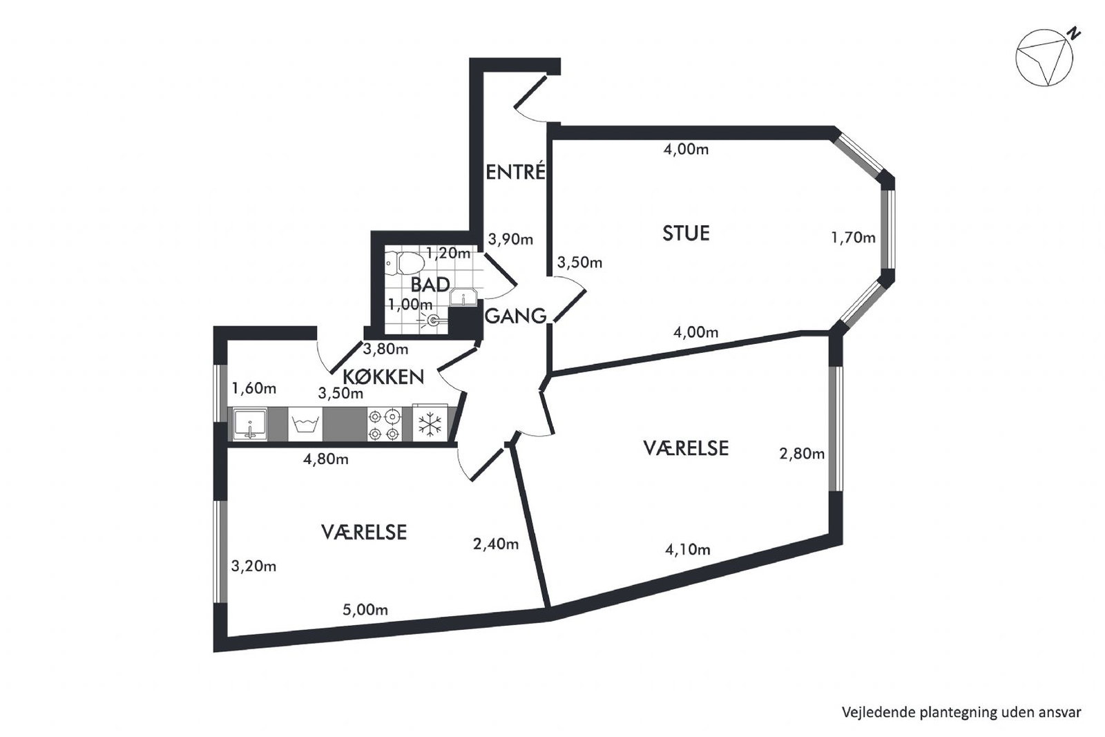 apartment 3-værelses lejlighed centralt i Aalborg