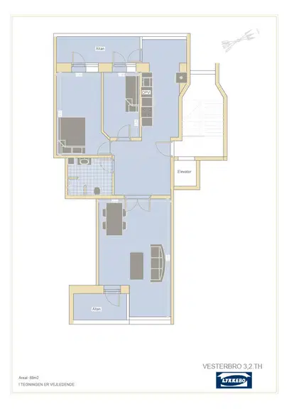 apartment Delevenlig 3-værelses med to altaner på Vesterbro
