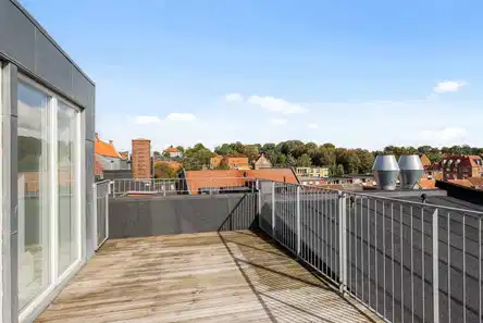 apartment Lys 2-værelses taglejlighed på 110 m2 med stor tagterrasse, parkering og husdyr tilladt