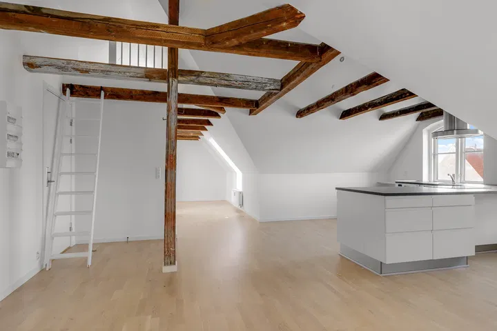 Bright 2-room attic apartment of 110 m² with large roof terrace, parking and pets allowed - Torvet, Horsens - 2