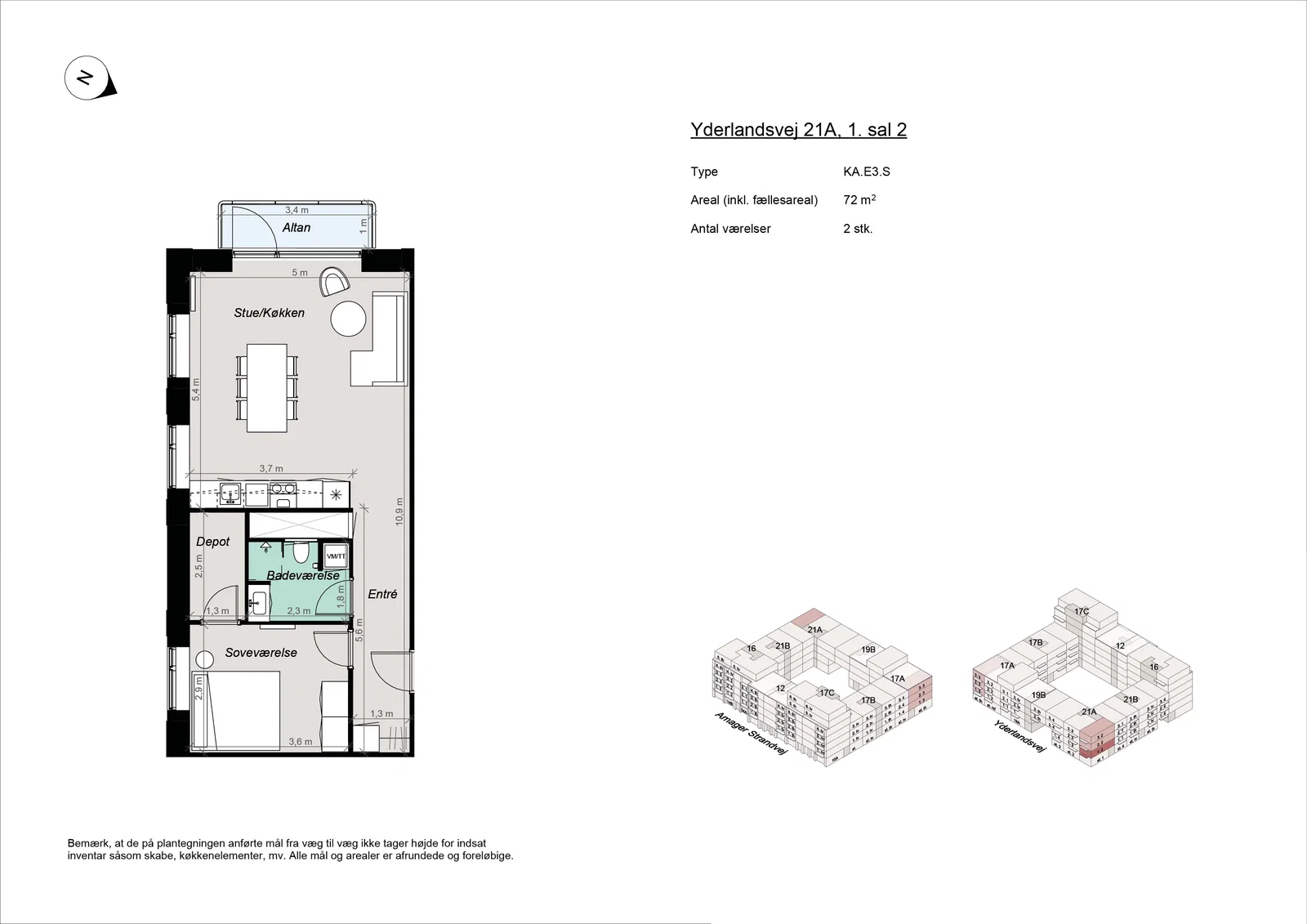 apartment 2-room apartment close to Amager Strand