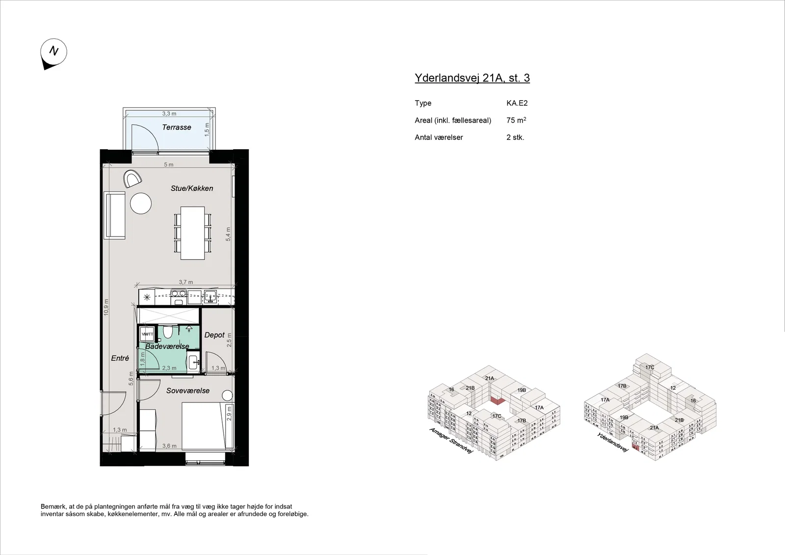 apartment 2-værelses lejlighed tæt på Amager Strand