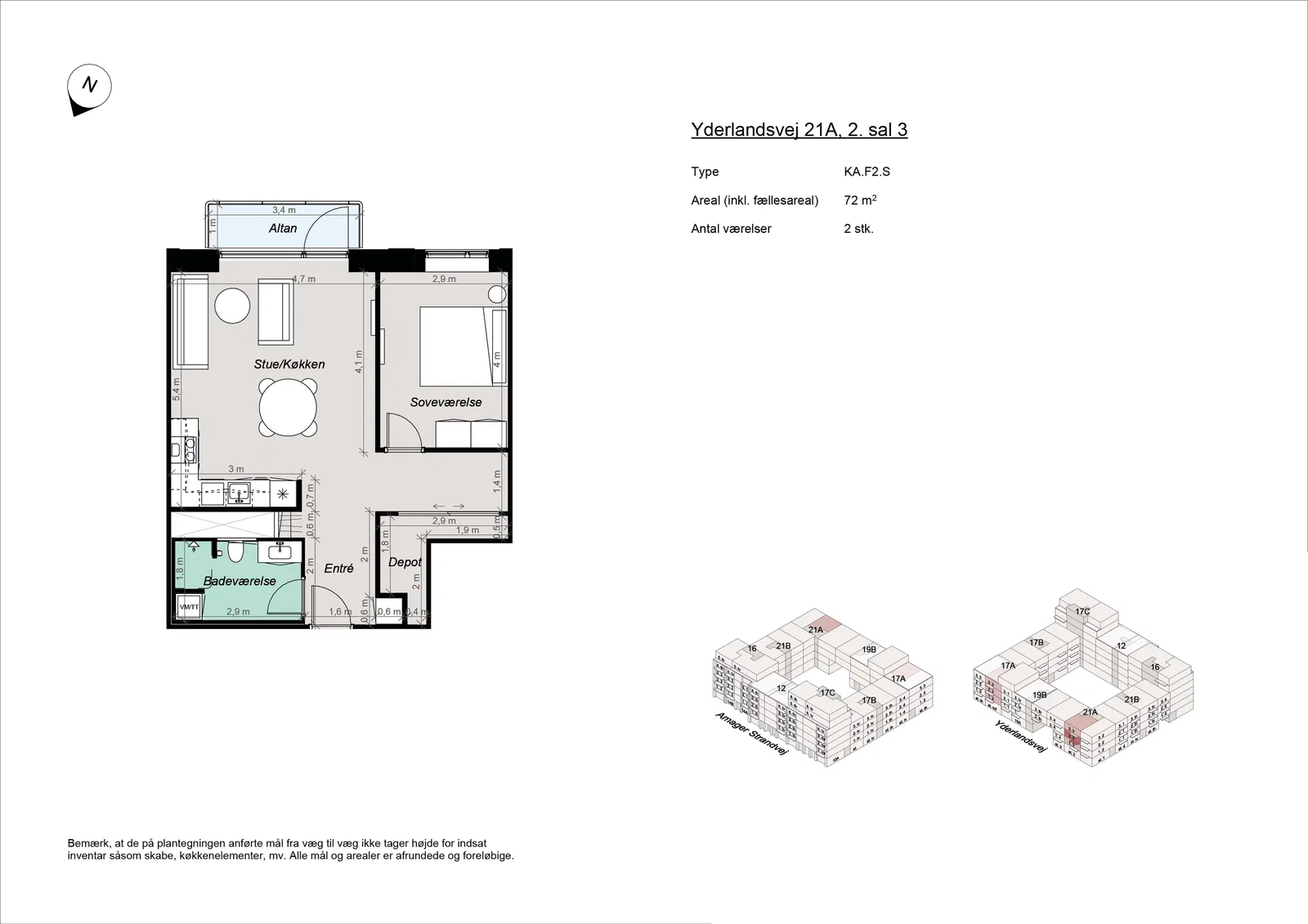 apartment 2-room apartment close to Amager Strand