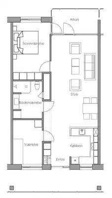 apartment Bright and modern 2-3 room apartment with balcony