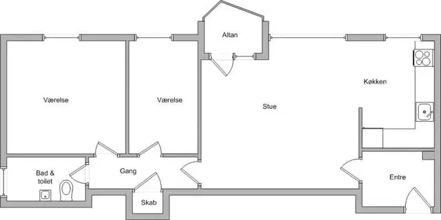 apartment Lys 3-værelses lejlighed på Fredensvej