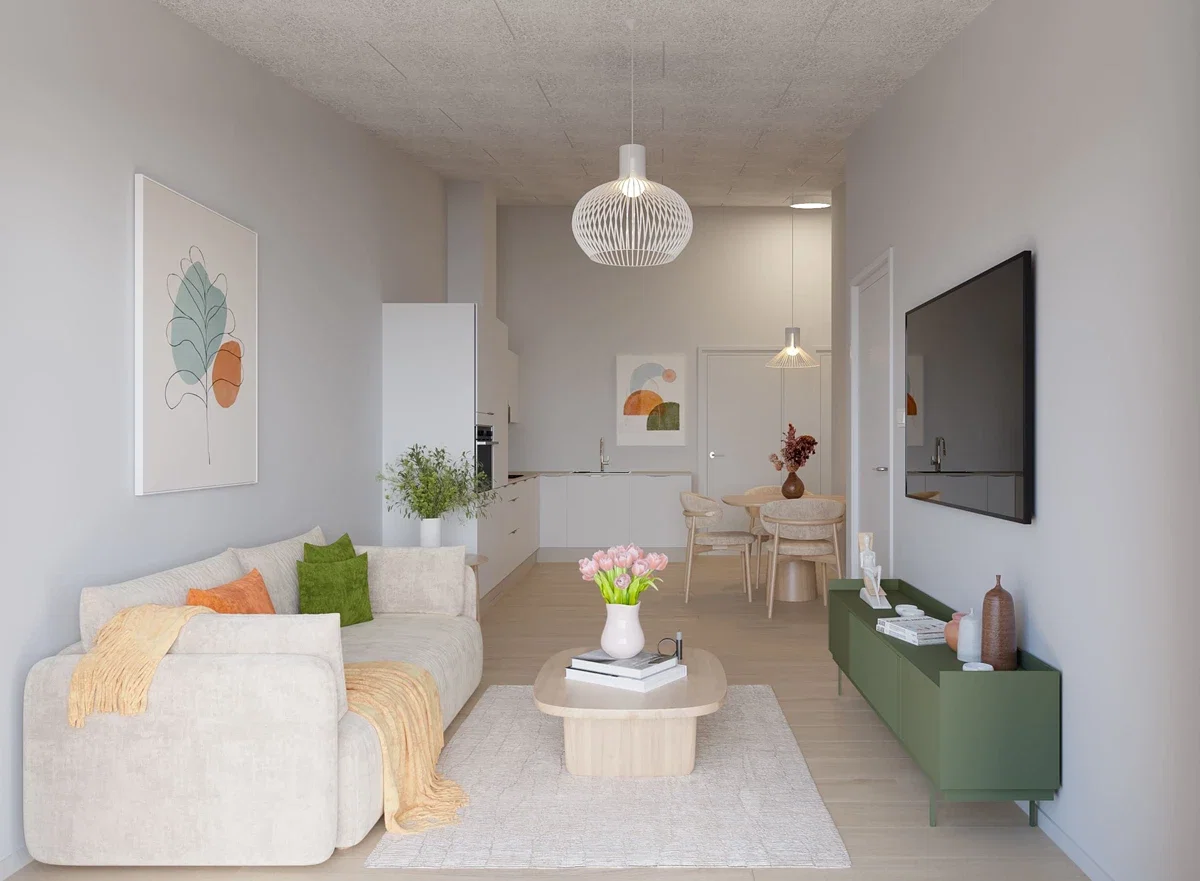 townhouse Bright home with open-plan kitchen-living area and terrace