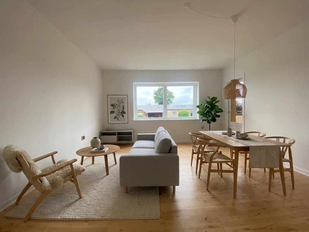 apartment Lys 3-værelses på 77 m2 med altan, fælles have og mulighed for garage – husdyr tilladt