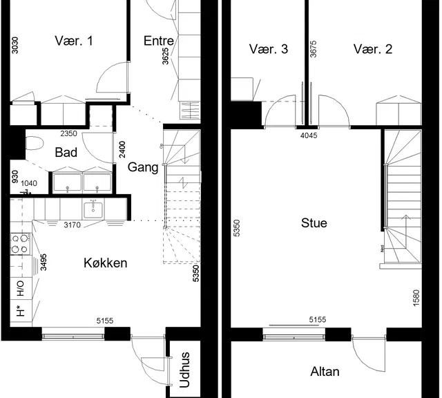 townhouse Rummeligt rækkehus i to plan med altan i Aars