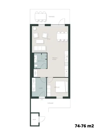 townhouse Lyst 2-værelses rækkehus 76 m2 med have og p-pladser