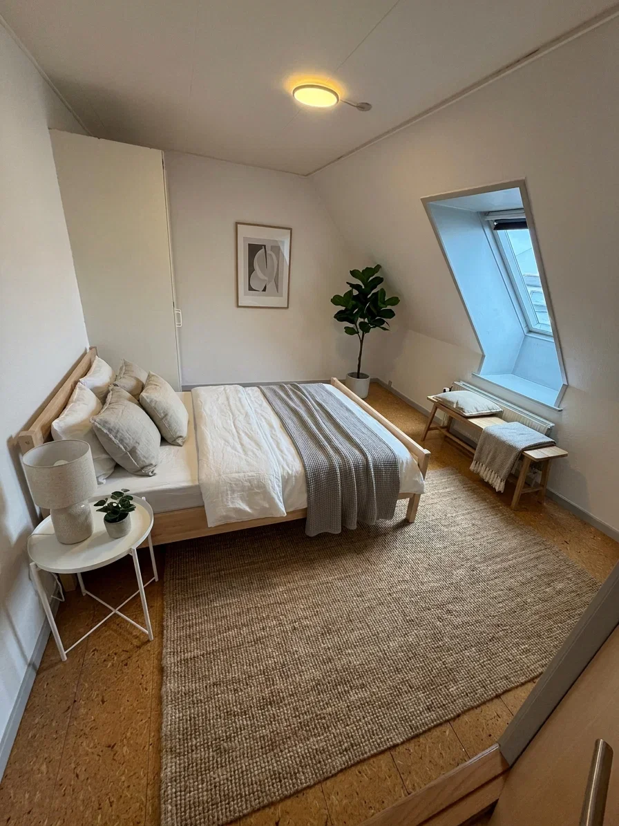 apartment Lys 2-værelses med kvistvinduer, vaskemaskine og husdyr tilladt – 40 m2