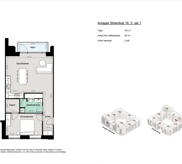 apartment Moderne 2-værelses bolig nær Amager Strand