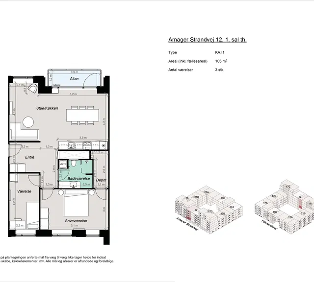 apartment Moderne 3-værelses bolig nær Amager Strand