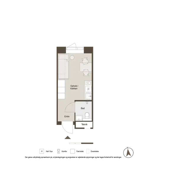apartment 1-værelsesbolig med metro og natur tæt på