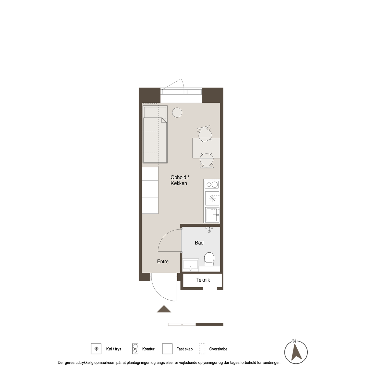 apartment 1-værelsesbolig med metro og natur tæt på