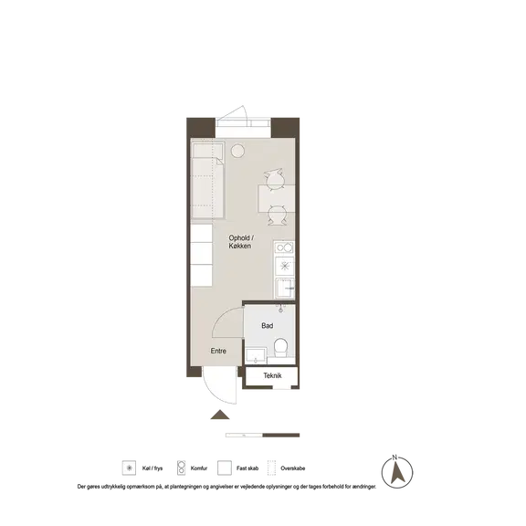 apartment 1-værelsesbolig med metro og natur tæt på