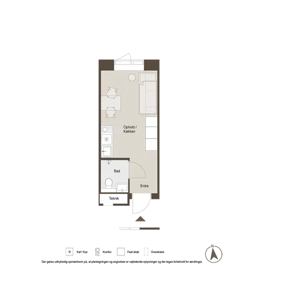 apartment 1-værelsesbolig med metro og natur tæt på