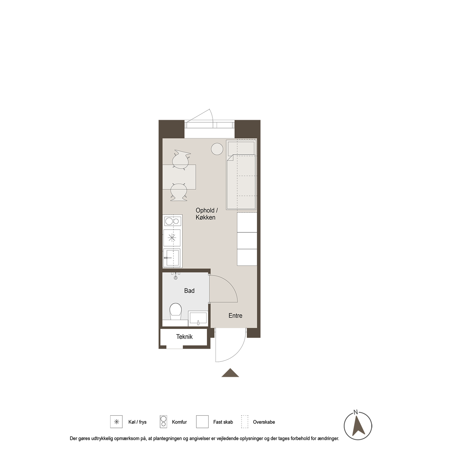 apartment 1-værelsesbolig med metro og natur tæt på