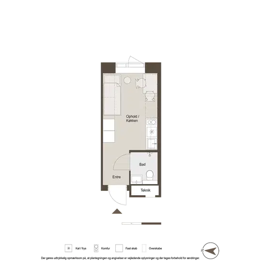 apartment 1-værelsesbolig med metro og natur tæt på