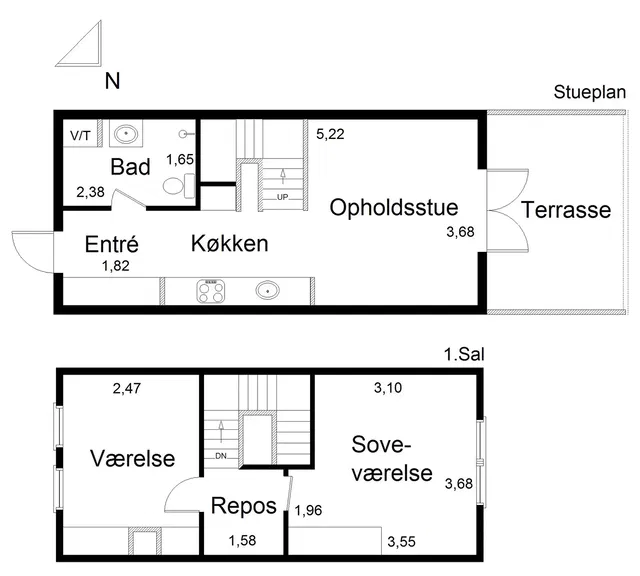 townhouse 3-værelses rækkehus med have og terrasse i Kolding