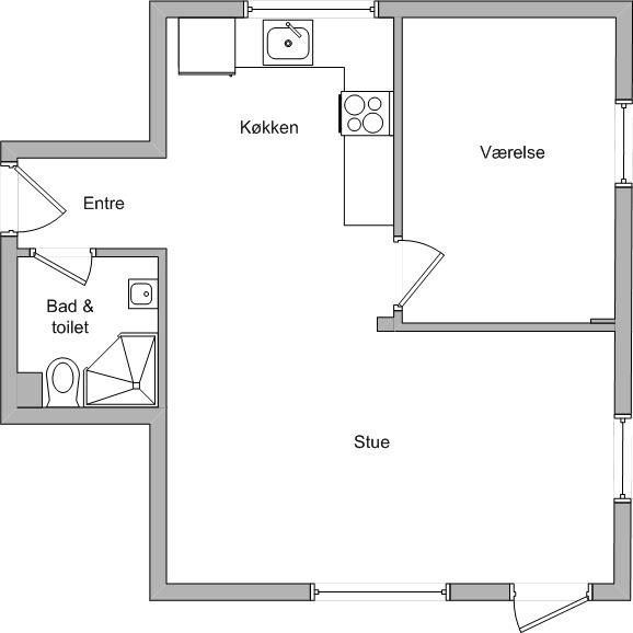apartment Renoveret 2-værelses lejlighed med terrasse