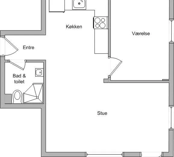 apartment Renoveret 2-værelses lejlighed med terrasse