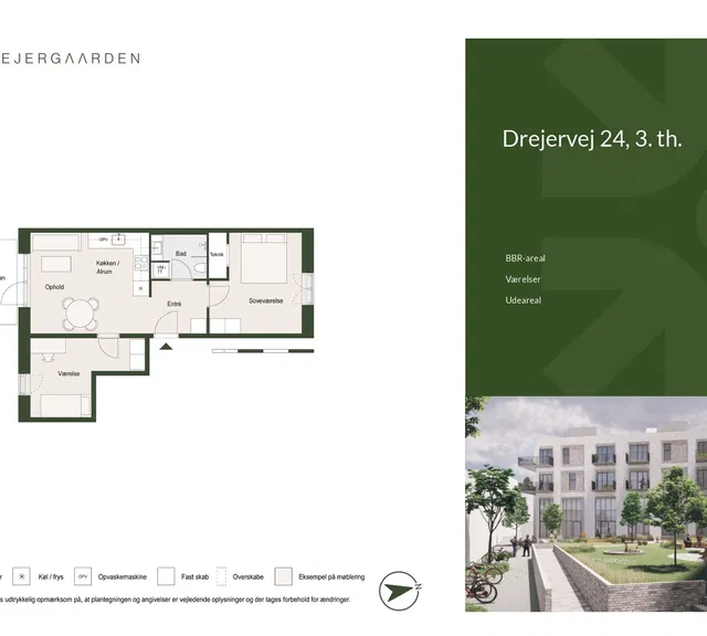 apartment Moderne 3-værelses lejlighed tæt på Nørrebro Station
