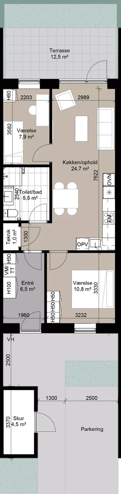 Moderne rækkehus med terrasse og have - Haren, Støvring - 4