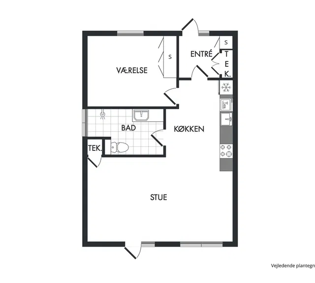 apartment Lys 2-værelses lejlighed med egen terrasse
