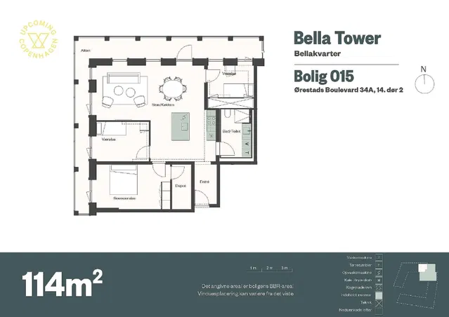 apartment Indbydende bolig på 114 m²