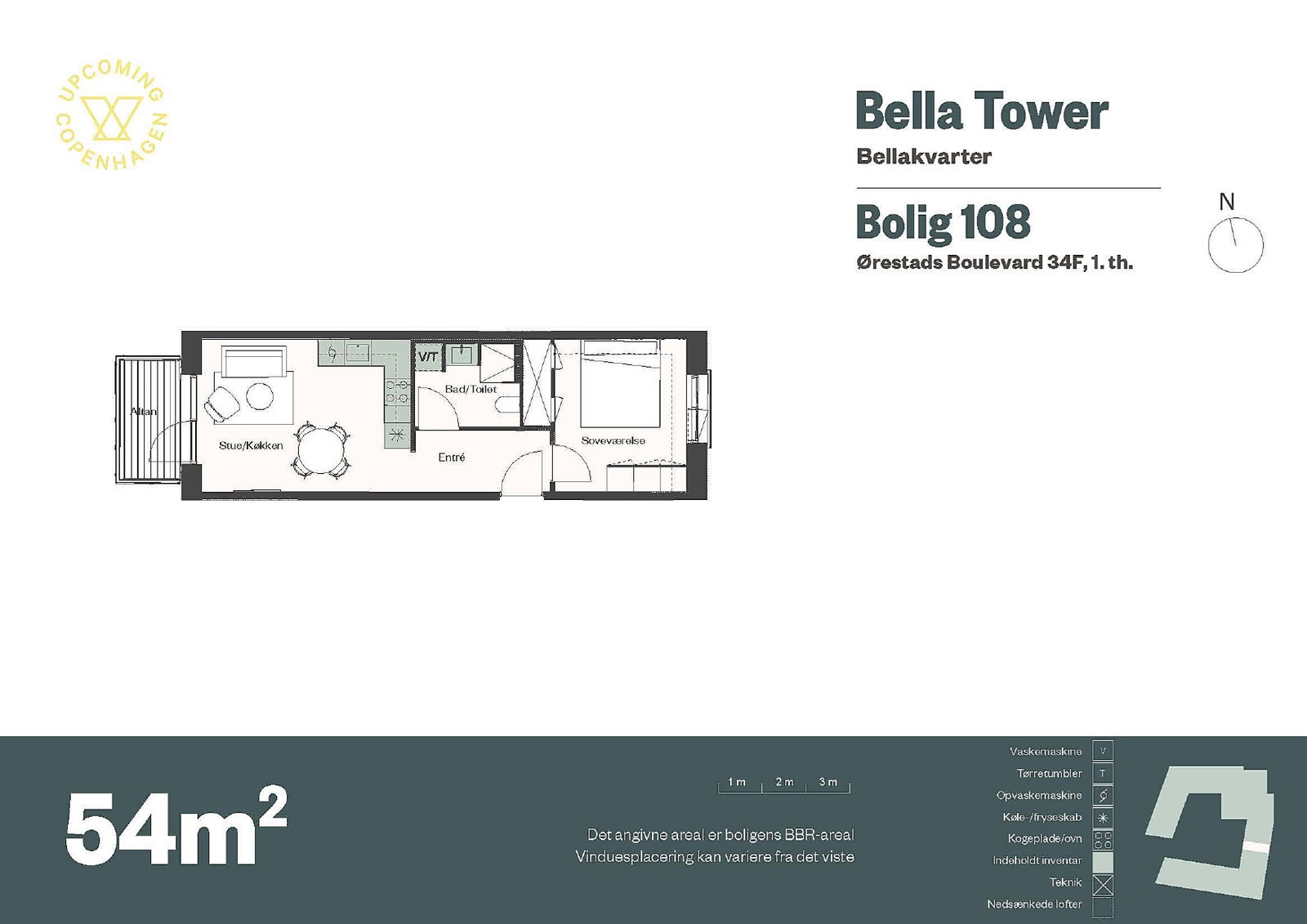 apartment Indbydende bolig på 54 m²