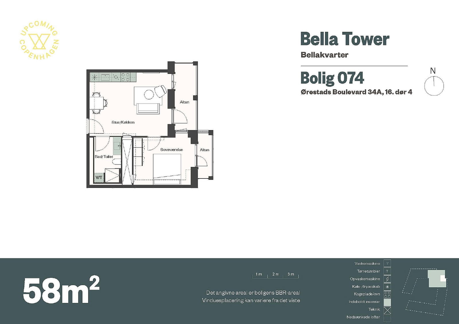 apartment Indbydende bolig på 58 m²