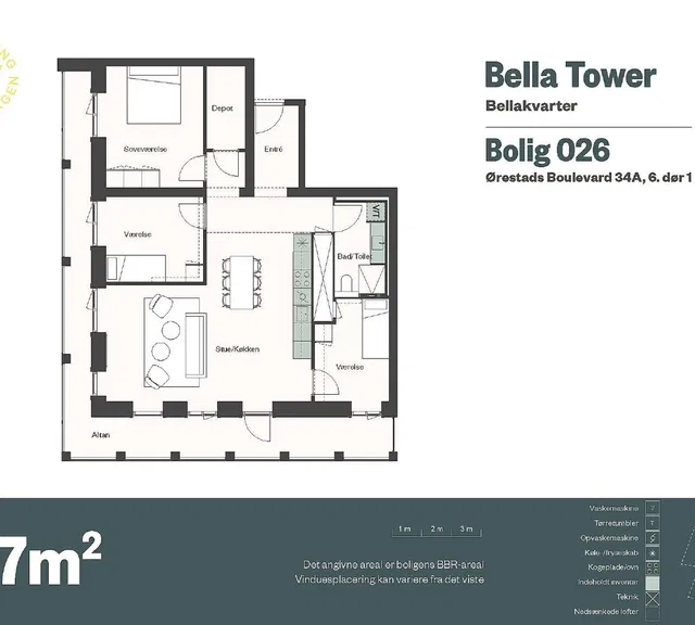 apartment Lys 4-værelses bolig på 117 m² med stor altan