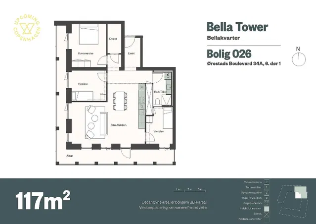 apartment Indbydende bolig på 117 m²