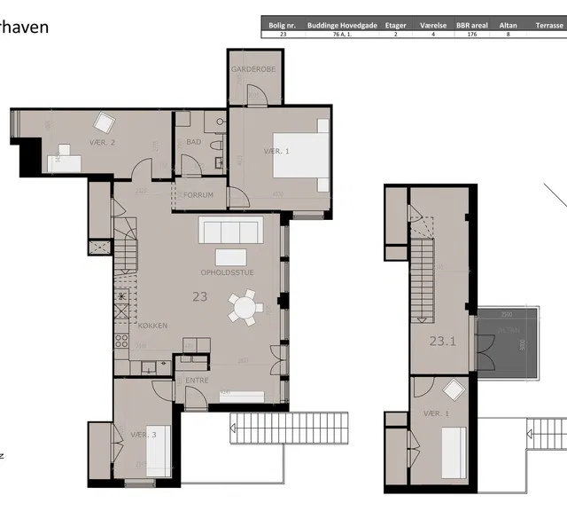 apartment Lys 5-værelses bolig i to plan i Søborg