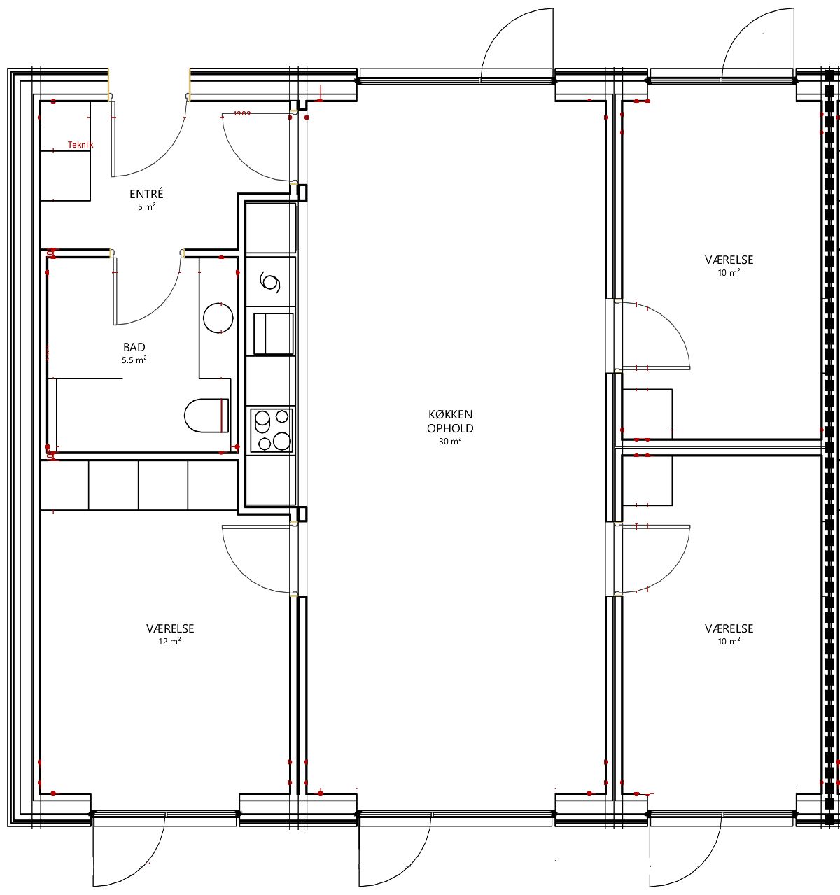 townhouse Moderne 1-plans rækkehus med egen have
