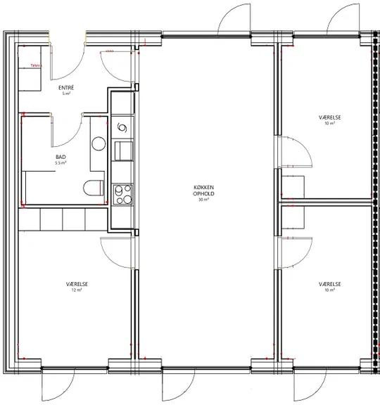 townhouse Moderne 1-plans rækkehus med egen have
