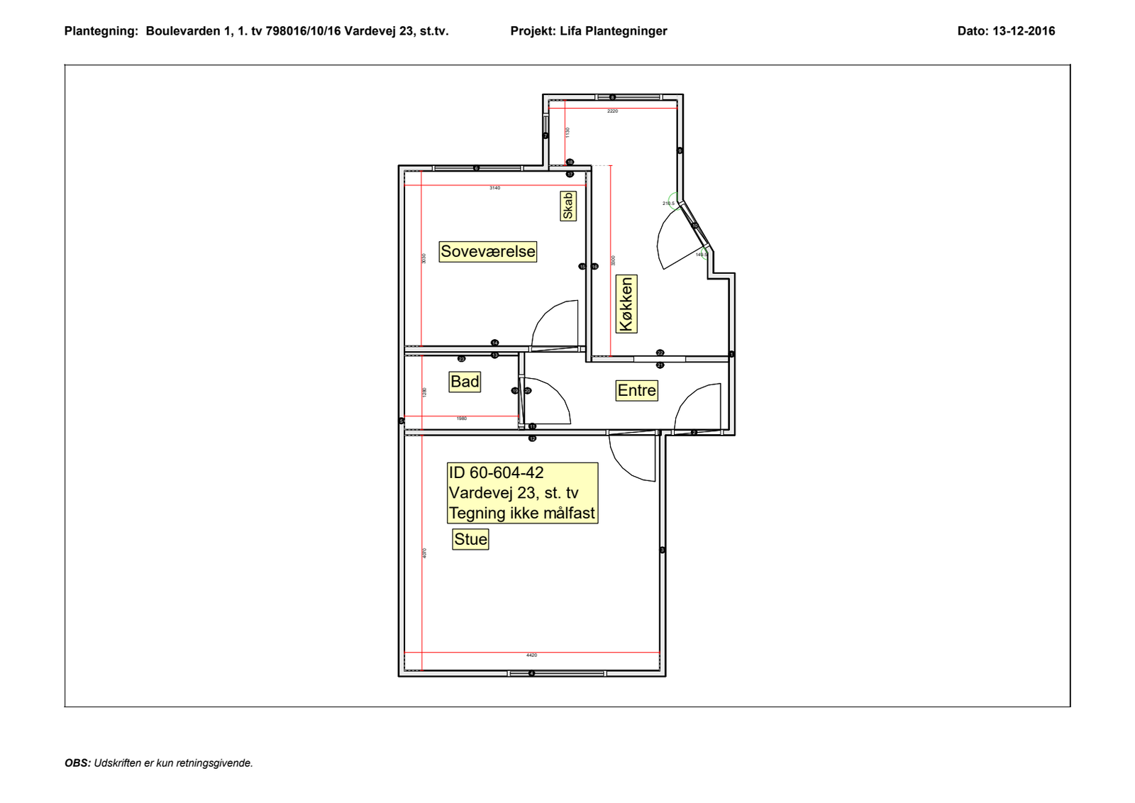Visual presentation of the listing