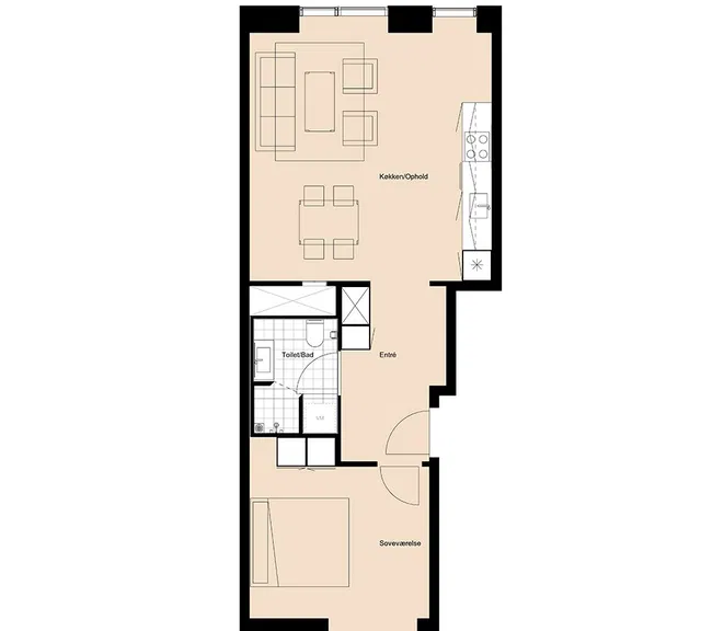 apartment Lys 2-værelses lejlighed på 72 m² med lavt forbrug