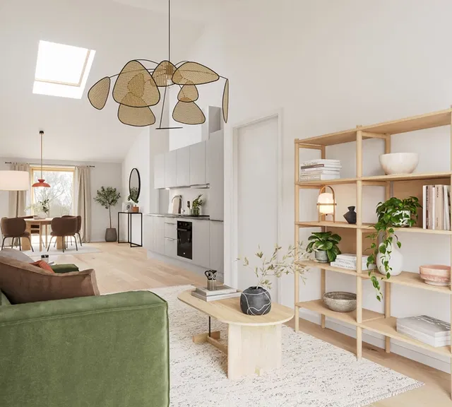 townhouse Lys bolig med terrasse og åbent opholdsrum