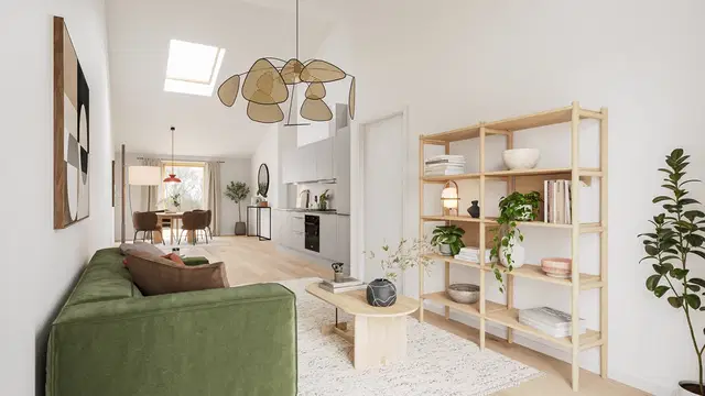 townhouse Lys bolig med terrasse og åbent opholdsrum