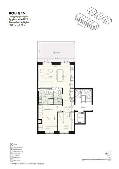 apartment Lys 3-værelses bolig med altan i attraktivt område