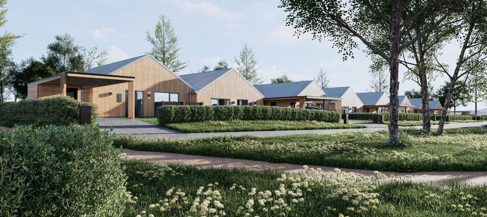 townhouse Moderne dobbelthuse med have og carport i Jelling